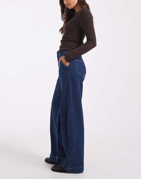 Vero Moda Amaris high rise wide leg jeans in medium blue denim - view 1