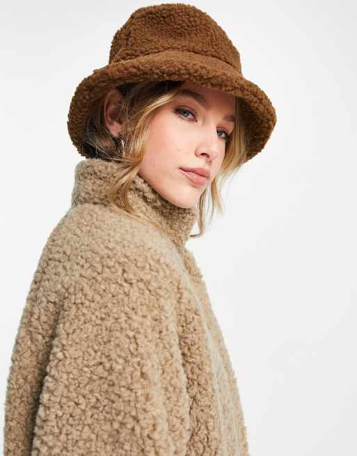 Vero Moda – Anglerhut aus Teddyfell in Braun ASOS