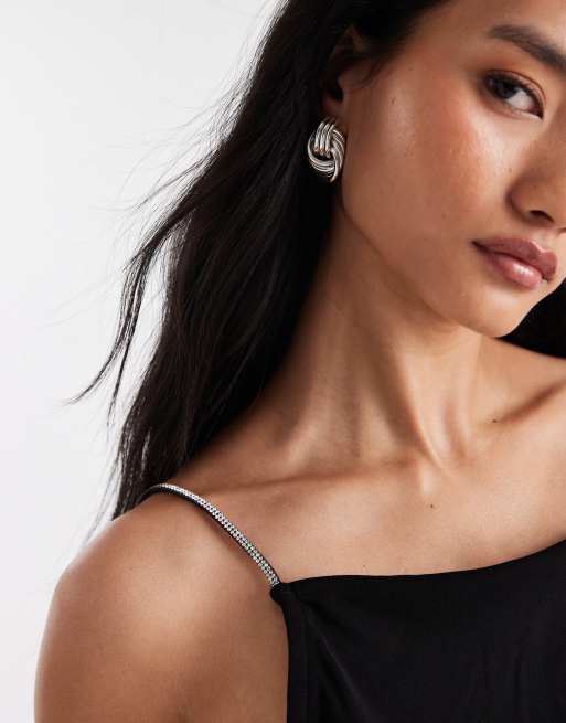Vero Moda – Anschmiegsames Top aus Jersey in Schwarz mit strassverzierten Camisole-Trägern, 4 von 4