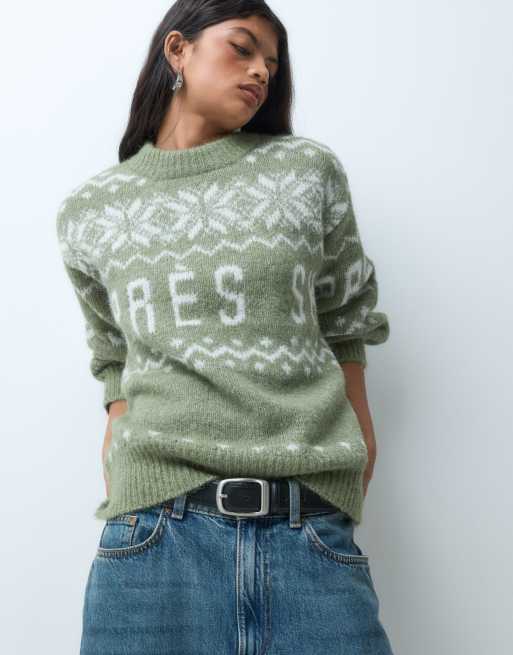 Vero Moda 'Apres Ski' fairisle jumper green , 5 of 5
