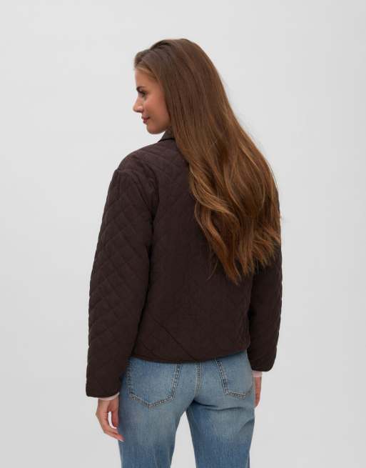 Vero Moda Ara quilted spread collar jacket in brown, 2 of 5
