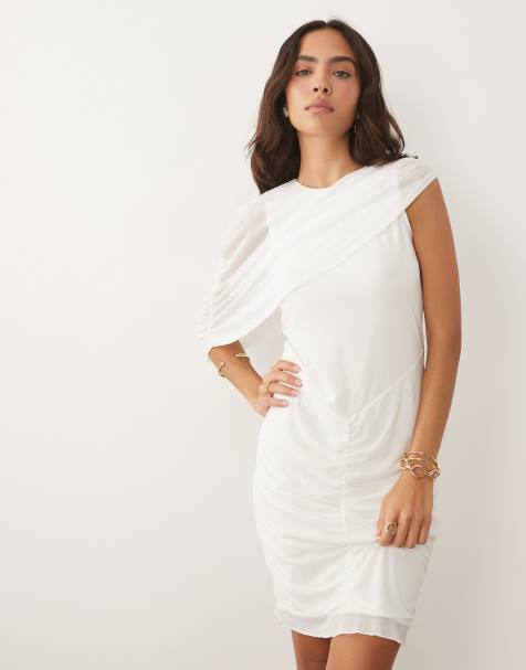 Vero Moda – Ärmelloses Jersey-Maxikleid in Weiß mit Raffung - view 1