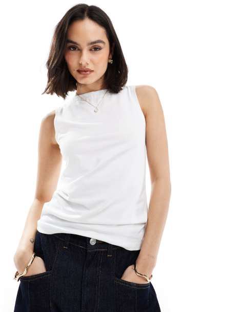 Vero Moda – Ärmelloses Jersey-Oberteil in Weiß mit U-Boot-Ausschnitt - view 1