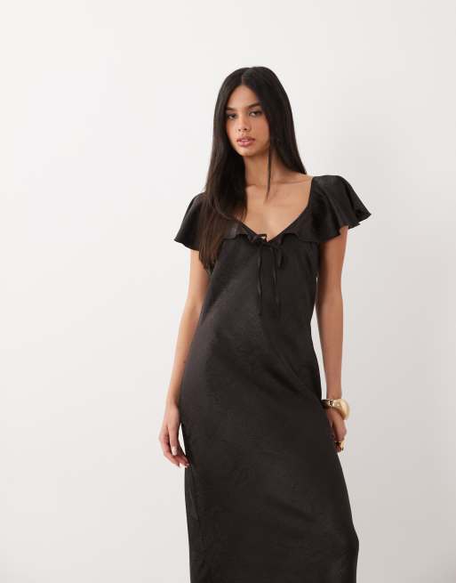 Vero Moda ärmelloses Maxikleid mit Bindedetail und Spitze in Schokobraun, 3 von 4