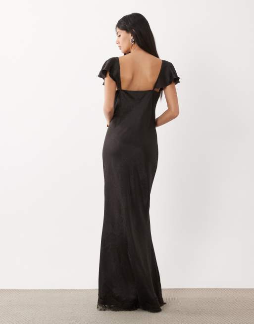 Vero Moda ärmelloses Maxikleid mit Bindedetail und Spitze in Schokobraun, 4 von 4
