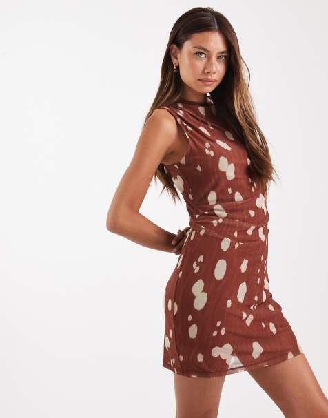 Vero Moda – Ärmelloses Minikleid aus Netzstoff mit Hirschfell-Print und U-Boot-Ausschnitt - view 1