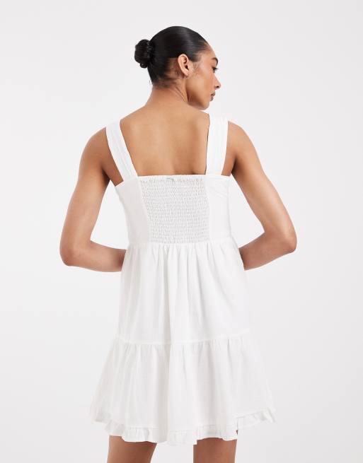 Vero Moda – Ärmelloses Minikleid im Milchmädchen-Stil in Weiß mit Lochstickerei, 4 von 4