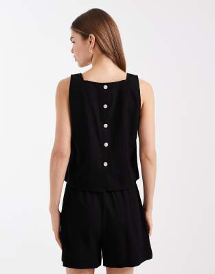 Vero Moda - Ärmelloses Oberteil in Schwarz mit Knopfdetail am Rücken, Kombiteil