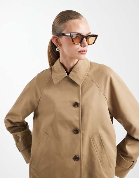 Vero Moda asymmetric button up jacket in beige - view 1