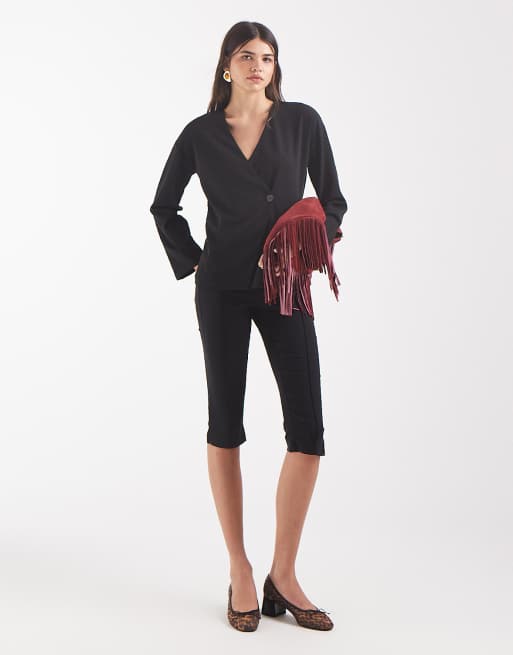 Vero Moda asymmetric jersey cardigan in black, 2 of 4