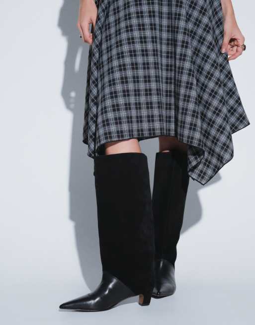 Vero Moda asymmetric midi skirt in black plaid checl, 4 of 9