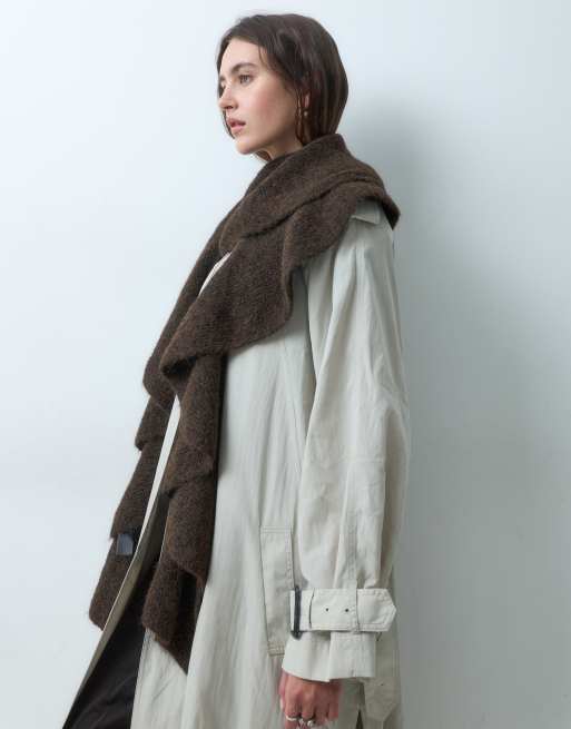 Vero Moda asymmetrische sjaal in donkerbruin, 3 van 3