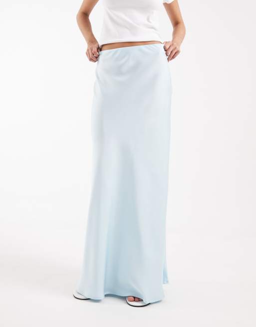 Vero Moda – Asymmetrischer Satin-Midirock in Hellblau, 4 von 5