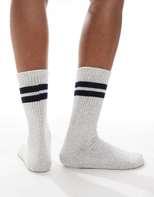Vero Moda athletic ribbed socks in gray and navy