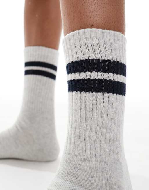Vero Moda athletic ribbed socks in gray and navy | ASOS