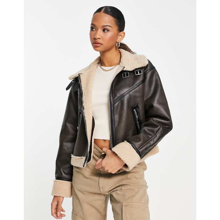 Ladies aviator clearance jacket