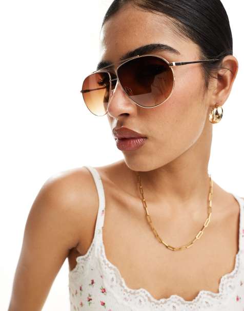 Vero Moda - Aviator zonnebril in goud - view 1