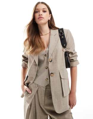 Vero Moda - Aware - Blazer in Taupegrau meliert mit Struktur, Kombiteil