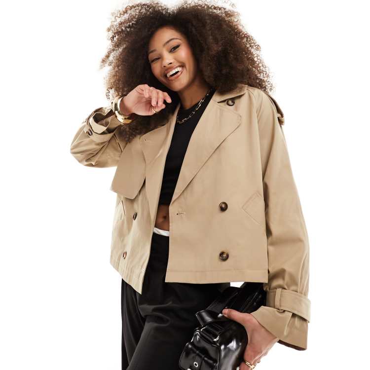 Vero Moda Aware boxy short trench jacket in camel