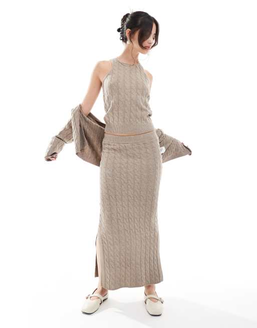 Co ord cable knit midi skirt best sale