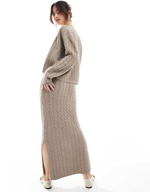 Co ord cable knit midi skirt best sale