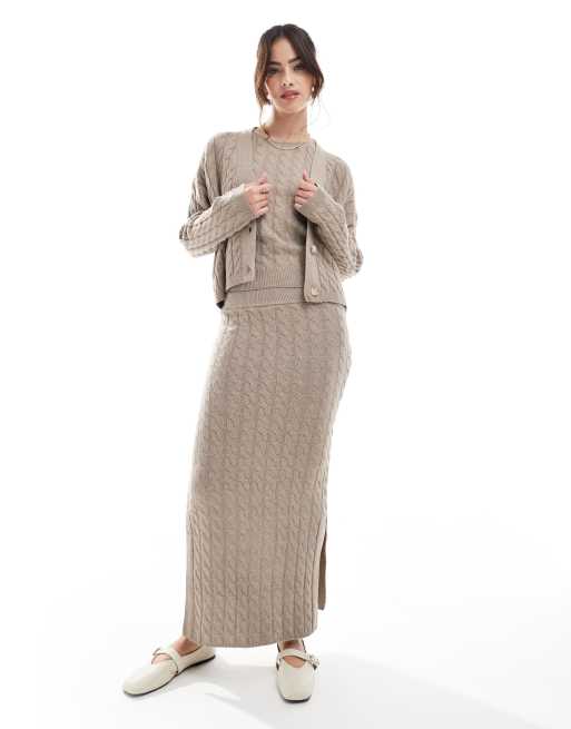 Vero Moda - Aware - Completo mix and match beige in maglia a trecce