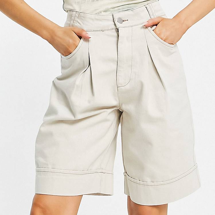 Vero Moda Aware cotton tailored city shorts in ecru - CREAM | ASOS