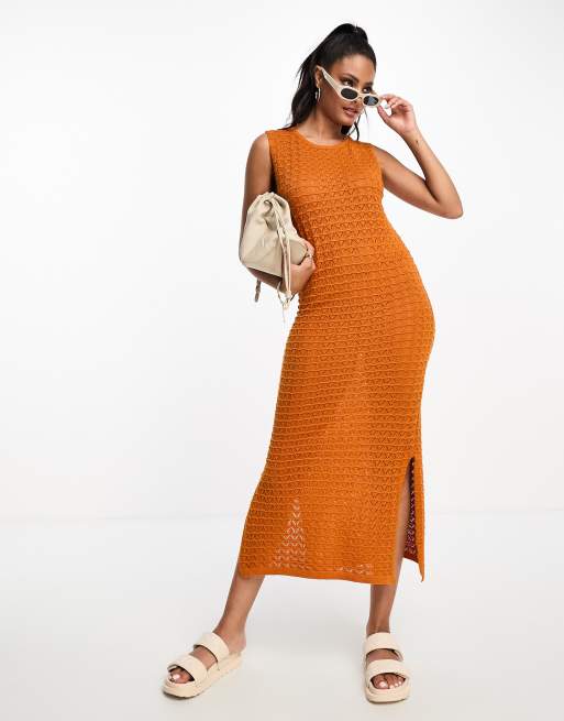 Burnt orange shop midi dress