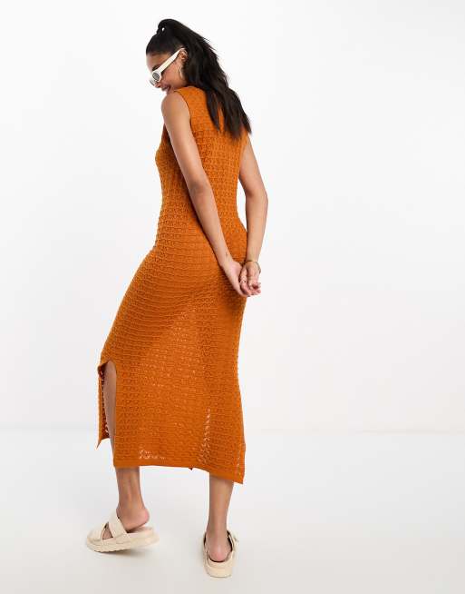 Orange crochet dress sale