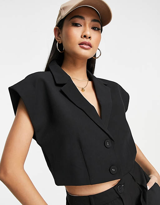 Asos Women Clothing Jackets Waistcoats Aware cropped vest in part of a set 