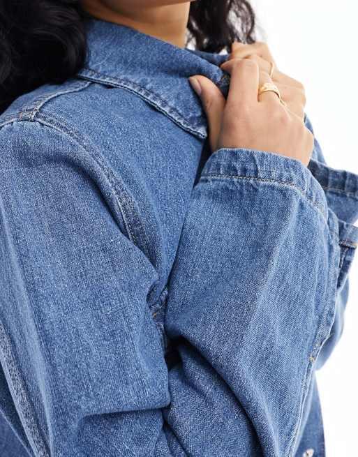 Vero Moda - Aware - Denimskjortejakke i mellemblå vask med utility-design, 2 af 4