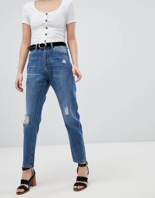 Vero Moda Aware Distressed Denim Jeans-Blue