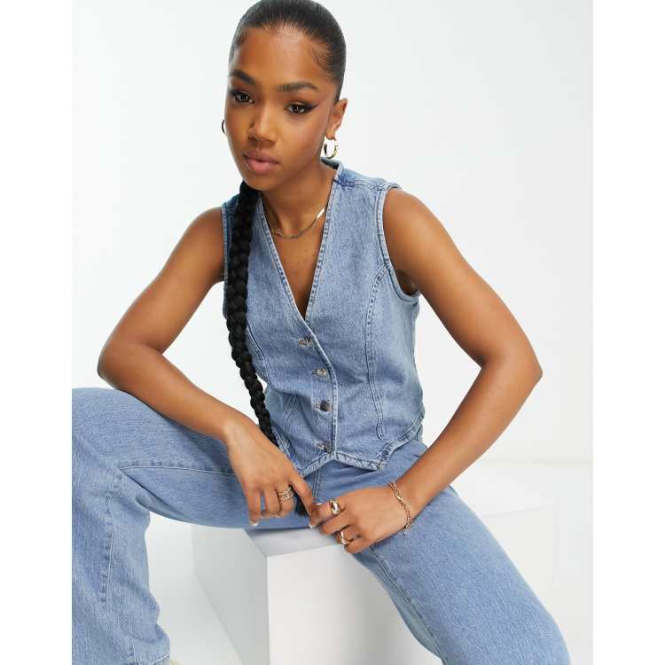 Denim waistcoat outlet women's