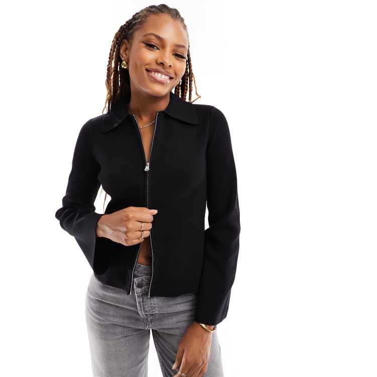 Vero Moda Aware double ended zip through cardigan in black | ASOS