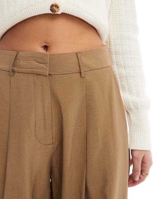 VERO MODA AWARE drapey tailored dad pants in warm brown, 3 of 5