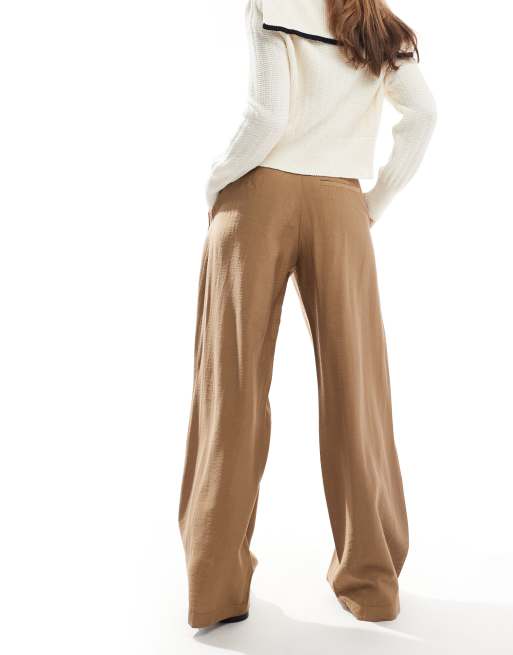 VERO MODA AWARE drapey tailored dad pants in warm brown, 4 of 5