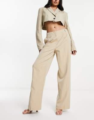 Vero Moda - Aware - Elegante Hose in Stone mit weitem Bein-Neutral