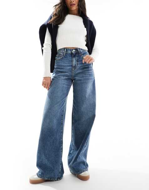 VERO MODA AWARE extreme wide leg jeans in medium blue denim - view 1
