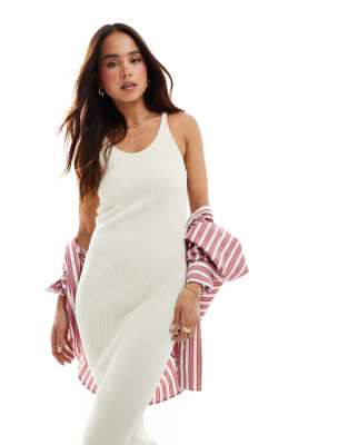 Vero Moda Vero Moda Aware fine knit tank dress in cream-White