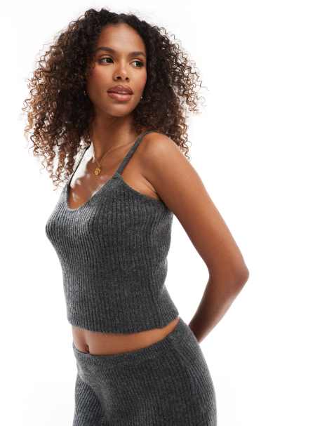 Vero Moda - Aware - Gebreide tanktop in gemêleerd donkergrijs, deel van co-ord set - view 1