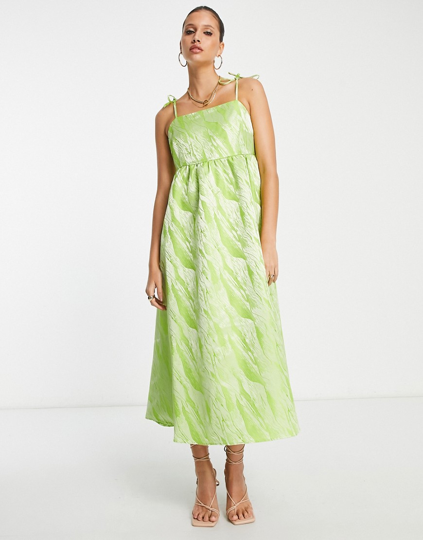 Vero Moda Aware jacquard cami maxi dresss in lime-Green