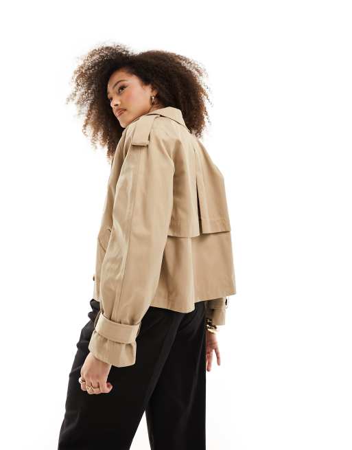 Vero Moda – Aware – Kamelbrun kort trenchcoat med boxig passform, 4 av 4