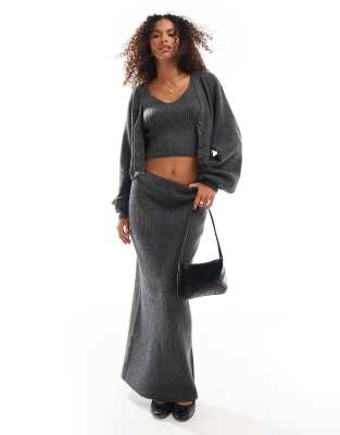 VERO MODA AWARE knit maxi skirt in dark gray melange - part of a set