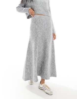 Vero Moda Aware Knitted Maxi Skirt In Gray