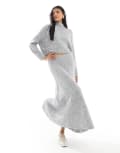 [Vero Moda] Vero Moda Aware knitted maxi skirt in light grey melange (part of a set) XS Light Grey Melange