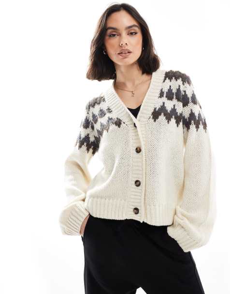 Vero Moda – Aware – Kremowy dzianinowy kardigan ze skandynawskim wzorem - view 1