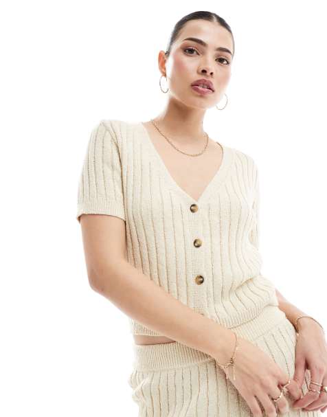 Vero Moda – Aware – Leichte Strickjacke in Creme, Kombiteil - view 1