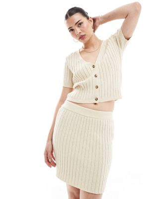 Vero Moda Aware lightweight knitted mini skirt co-ord in cream