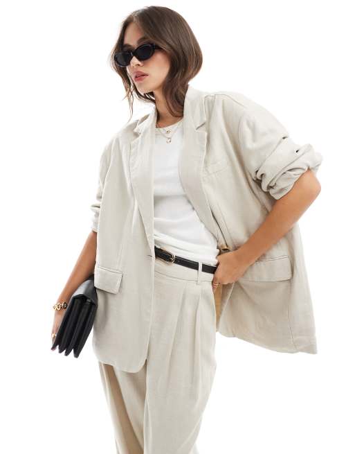 Vero Moda - AWARE – Ljusbeige, figursydd kavaj i oversize, del av set