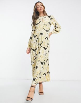 Vero Moda Aware maxi dress in yellow floral print - ASOS Price Checker